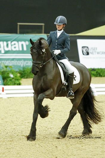 Competitors like Emily O'Neill of Conestoga, PA aboard "Sir Lancelot" danced to freestyle championship victories during today's US Dressage Finals presented by Adequan®.  Photo: SusanJStickle.com