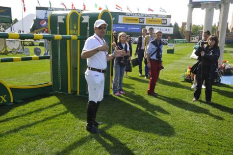 Rolex Testimonee Eric Lamaze conducts a guided course walk on the opening day of the Spruce Meadows “Masters” tournament in Calgary, Alberta. Kit Houghton