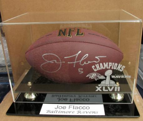 2013 Superbowl winning Quarterback and MVP Joe Flacco, Baltimore Ravens signed football in deluxe case!
