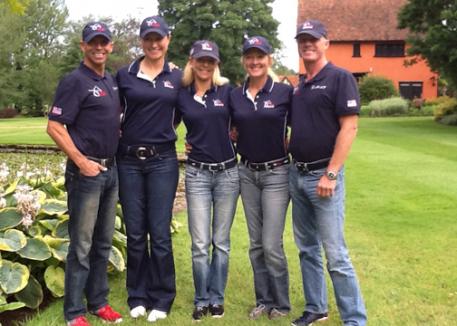 United States 2012 Olympic Dressage Team prepare for London. Steffen Peters, Adrienne Lyle, Anne Gribbons, Tina Konyot and Jan Ebeling.