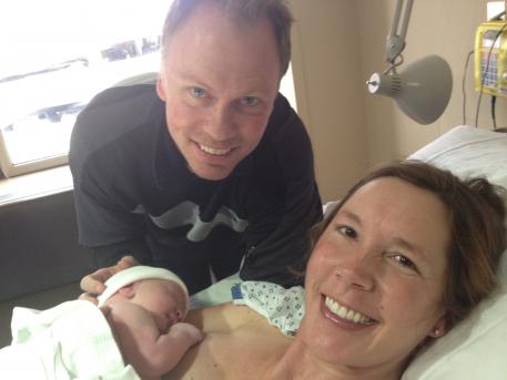 Jason and Courtney Dye with one of the first photos of River Madison Dye