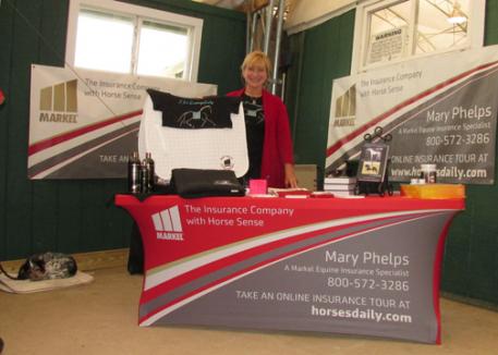 On the scene at Oak Hill Dressage, Markel's Mary Phelps a her travel companion "Bird"