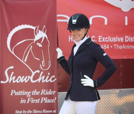 Mary Cameron Rollins sports her new Animo jacket and high tech Animo breeches from ShowChic.