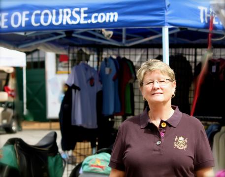Beth Haist of The Horse of Course, Inc. in front of the mobile store. The Horse of Course, Inc. is proud to demonstrate its dedication to the equestrian sport communities through support of the GAIG/USDF 2012 Region 1 Dressage Championships and NCDCTA Harvest Moon Dressage shows, November 1-4.