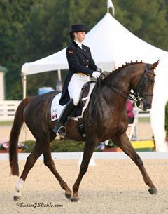 Jaimie Holland, 21, of Caledon, ON, riding Fleurina, won the Young Rider Freestyle at 2010 NAJYRC (Photo SusanJStickle.com)