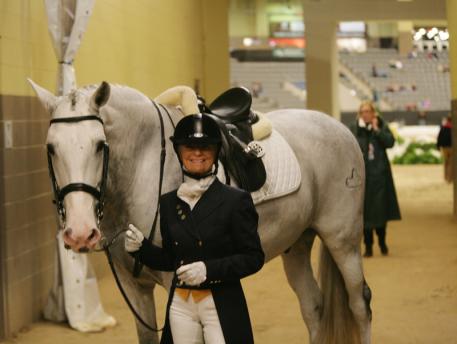 Janne Rumbough and Junior at the 2013 US Dressage Finals  Photo: DressageDaily