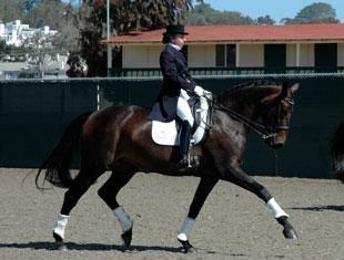 Jasmin Becker on Romie, warming up at Del Mar in 2010.  Photo credit: Derek Kumm