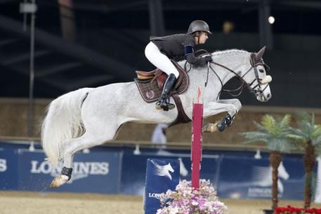 Laura Kraut sealed the third place rank in the Longines Global Champions Tour Series aboard Cedric during the Doha 2013 CSI5*.  All Photos By: ph.Stefano Grasso/Longines Global Champions Tour.