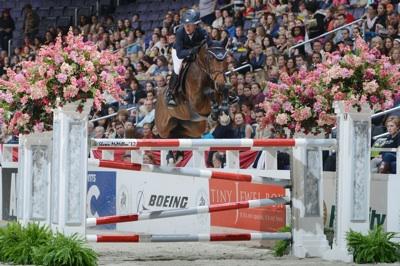 Lauren Hough and Ohlala competing in front of a full house at the 2012 WIHS. Photo © Shawn McMillen Photography