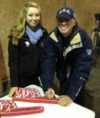 Dallas Van Stratten and Jan Ebeling - autographing foam fingers for fundraising  Photo: Lisa Van Stratten