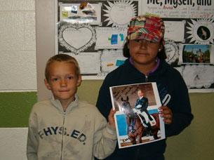 Two of Magic's fans from Elk Creek Elementary School in Newcastle, Colorado