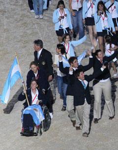 Argentinian Diana Moore carries the flag for her country at the Alltech/FEI World Equestrian Games