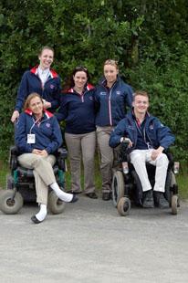 The BritisGreat Britain team members Anne Dunham, Sophie Christiansen, Natasha Baker and Sophie Wells, and Individual competitor Ricky Balshaw. (Photo: FEI/Kit Houghton)