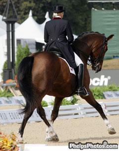 Bonny Bonnello and Pikardi in the half pass during the Grand Prix test at the Alltech/FEI World Equestrian Games, Kentucky 2010