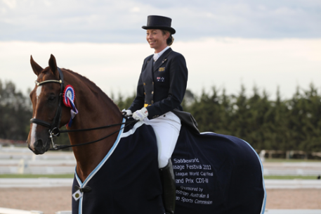 Australia's Rachael Sanna has earned a place at the Reem Acra FEI World Cup™ Dressage Final in 's-Hertogenbosch, The Netherlands in April following her victory, riding Jaybee Alabaster, at the Asia/Pacific FEI World Cup™ Dressage Final in Werribee, Australia last month. (Photo: Derek O'Leary)