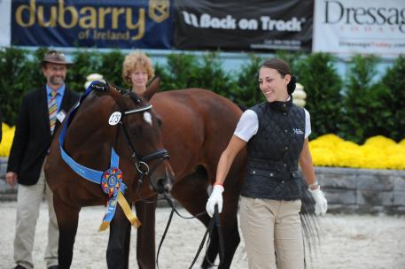 Radiance HVH, (Rotspon out of EM Whitney) bred and owned by High Valley Hanoverians in Suches, Georgia, claimed the USDF/GAIG Mare Championship.  