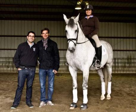 Rebecca Gonzales on the First Level PRE stallion Jocoso LXXI