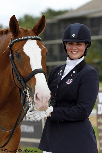 Rebecca Cohen and Downtown, aka ‘Daddy,’ took home the blue in the Junior Team Test and the Junior Individual Test during the Global Dressage Nations Cup National Show. (Photo: SusanJStickle.com)