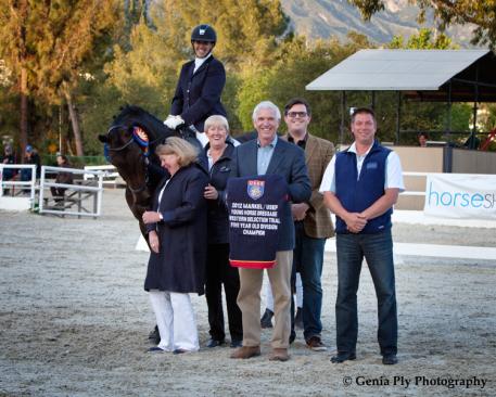 Lientje Schueller and Regalo" (Rosario x Dandielle by Nandino) celebrate the win in the 5-year-old division! 2012 (Photo: Genia Ply Photography)