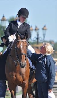 Sabine Rijssenbeek coach of Para-Equestrian Eleanor Brimmer at the 2011 USEF Para-Equestrian National Championships in Saugerties, NY. (Photo: ©2011 Lindsay Y McCall for the USPEA).