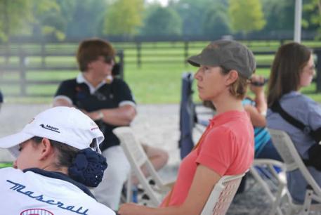 Courtney Dye watching a rider Photo: Rosie Simoes