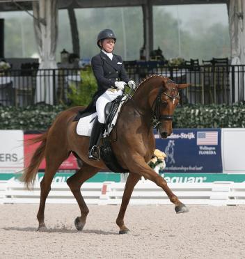 Sara Spofford about her own Lagrima competing in the Small Tour CDIs at the Global Dressage Festival Photo: Betsy LaBelle