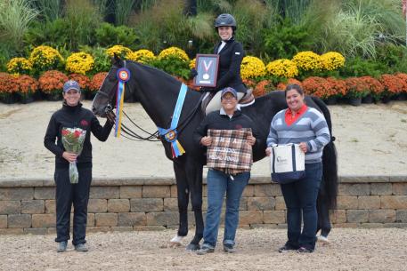 Winner of the IHJA Children's Medal, Shelby Long with trainers Tina Judge and Lori Hollands. Photo by Brenda Mueller. 
