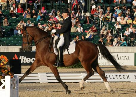 Pierre St. Jacques and Lucky Tiger return to the Rolex Arena where they rode the test rides at the Alltech FEI World Equestrian Games as the alternate for the USA Dressage Team.photo: Mary Phelps - phelpsphotos.com