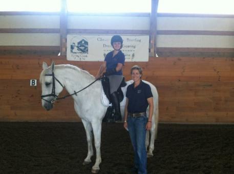 Sports psychologist,Dr. Jenny Susser, after a mounted session with Sydney Collier aboard Captiva. 