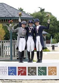 Young Rider Freestyle medalists (form left) Devon Wycoff, Catherine Chamberlain, and Laurence Blais Tetreault (Photo: SusanJStickle.com)