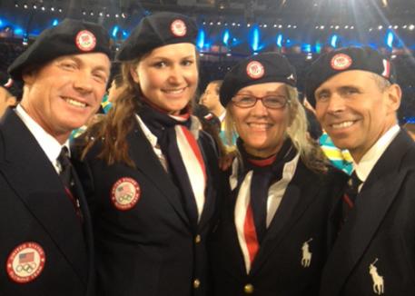 USA Dressage team at the opening ceremonies: Jan Ebeling, Adrienne Lyle, Tina Konyot, Steffen Peters. Photo: courtesy of Amy Ebeling