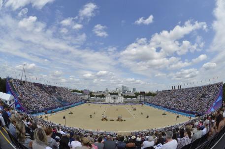 The fabulous London 2012 Olympic equestrian venue at Greenwich Park where Grand Prix Dressage takes centre stage tomorrow.  (Photo: FEI/Kit Houghton)