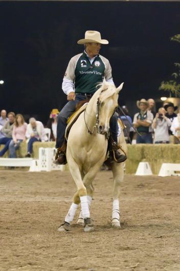 International Show Jumper Will Simpson takes a spin on a reining horse. (Photo: SusanJStickle.com)