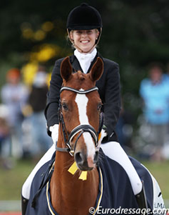 Lena Stegemann and Scara Boa win the Preliminary test for 5-year olds at the 2013 World Young Horse Championships in Verden (Photo: © Astrid Appels)