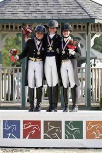 Dressage Young Rider Individual medalists: Devon Wycoff (Reg 5), Bronze; Ayden Uhlir (Reg 6), Gold; Jamie Pestana (Reg 7) Silver (SusanJStickle.com)