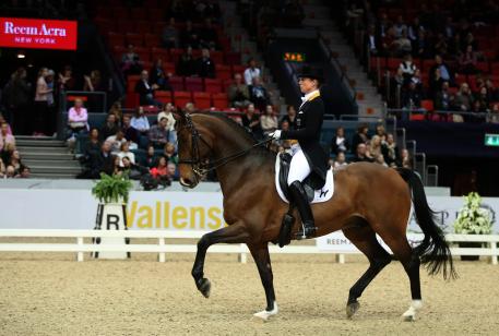 Isabell Werth, GER and El Santo were on 2nd place place in the Reem Acra EI World Cup Grand   Prix kür. (Photo: Roland Thunholm)