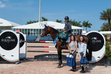 Alex Granato in his presentation ceremony with Kelly Molinari and Jessica Leto of Equiline