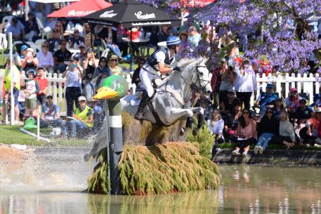 New Zealand rider Clarke Johnstone rode Rob, Jean and Shona Johnstone's, Balmoral Sensation to hold third place going into the showjumping phase.