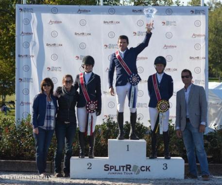 Conor Swail celebrates another win, with second place finisher Denise Wilson and third place finisher Molly Ashe