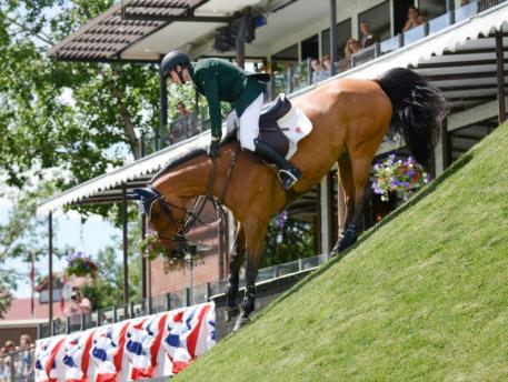 Daniel Coyle and Ridley navigate the derby bank. 