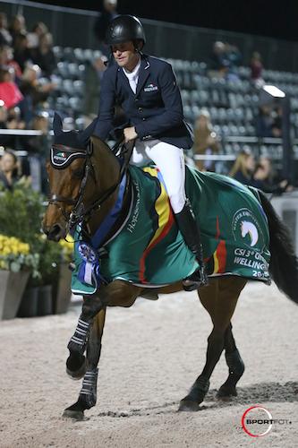 Darragh Kenny and Red Star D'Argent  enjoy their victory gallop