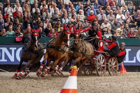The 2nd place for Jerome Voutaz (SUI) and his Four-in-Hand team in the FEI World Cup Driving qualification, Leipzig - Partner Pferd 2017