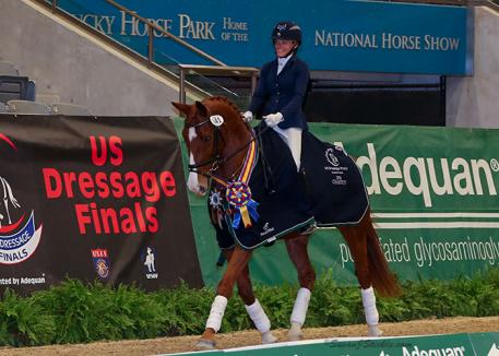 Malena Brisbois and her homebred Swedish Warmblood gelding Amadeus won a tiebreak to claim the First Level Freestyle Adult Amateur Championship at the 2016 US Dressage Finals presented by Adequan®. 