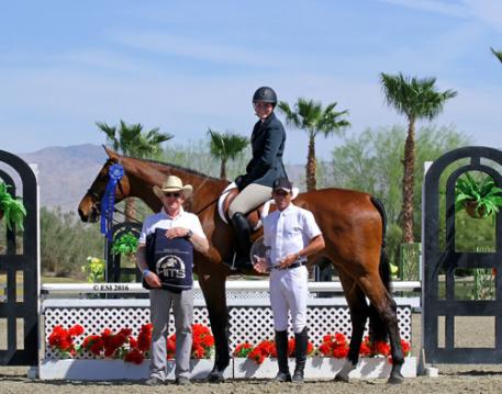 Maude Frye and Declaration winning the ,500 Platinum Performance Hunter Prix. 