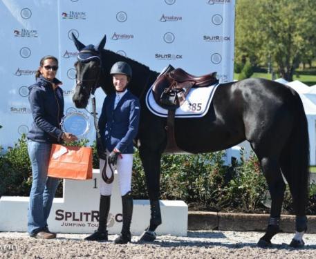 Molly Ashe and Balou's Day Date, owned by Louisburg Farm, take home  the Equis Boutique Award for the Best Presented Horse