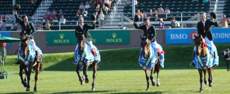 Brazil leads the round of honor following the BMO Nations’ Cup at the Spruce Meadows Masters