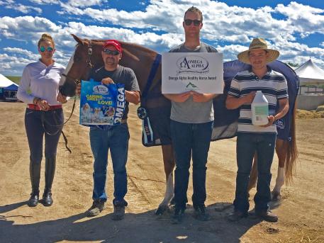 Ruby Lane, owned by Molly Graham, wins the Omega Alpha Healthy Horse Award at the Colorado Horse Park Summer in the Rockies show series 