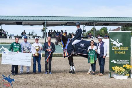 Tamra Smith and Mai Baum in their awards presentation ceremony with  Allyn Mann (Adequan®), John Staples (USEA Board of Governor), Rob Burk (USEA CEO), Mike Huber (USEF Representative), Alexandra Ahearn and Eric Markell (Mai Baum's owners) ©USEA/LeslieMintz 