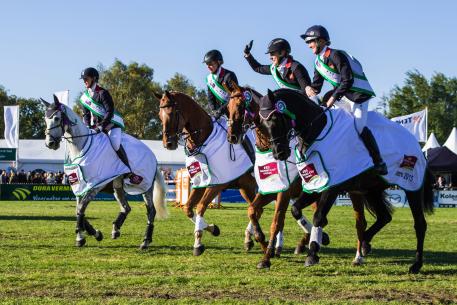 Team GB the Series Winners Dani Evans - Smart Time, Izzy Taylor - Birarlands Birdsong, Kristina Cook - Billy the Red (Emily Parker - Diamond Sundance), Nicola Wilson - Kiltealy Brief.
