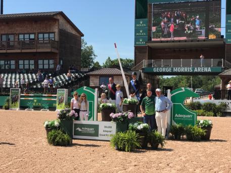 Todd Minikus at award ceremony for finish on Incitatus in the $86,000 Adequan® Grand Prix FEI CSI2* 